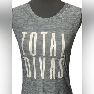Tapout Womens Activewear Tank Top Silver "Total Divas" Graphic Top Size Small
